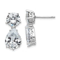 Cheryl M Sterling Silver Rhodium-plated Brilliant-cut CZ Round and Pear Shaped Post Dangle Earrings, 21 x 11 mm
