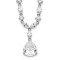 Cheryl M Sterling Silver Rhodium-plated Fancy Marquise-cut & Brilliant-cut Pear CZ 17 Inch Necklace, 17 x 13 mm