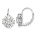 Cheryl M Sterling Silver Rhodium-plated Princess-cut and Brilliant-cut CZ Leverback Earrings, 15 x 10 mm