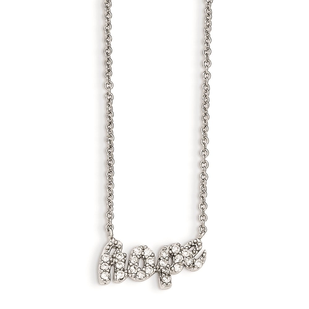 Cheryl M Sterling Silver CZ HOPE 18in. Necklace, 18 mm