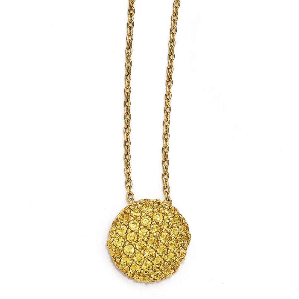 Cheryl M Sterling Silver Gold-plated Yellow CZ Circle 18in. Necklace, 18 mm
