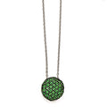 Cheryl M Sterling Silver w/ Black Rhodium Glass Sim. Emerald Necklace, 18 mm