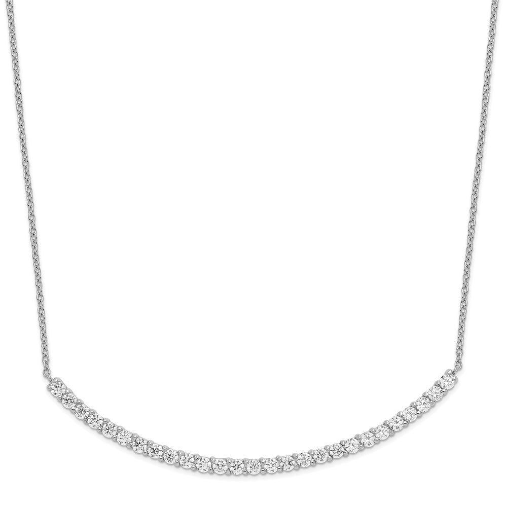Cheryl M Sterling Silver Rhodium-plated Brilliant-cut CZ Curved Bar 18 Inch Necklace, 18 x 2.75 mm