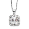 Cheryl M Sterling Silver Rhodium-plated Asscher-cut and Brilliant-cut CZ Halo 18 Inch Necklace, 18 x 11.35 mm