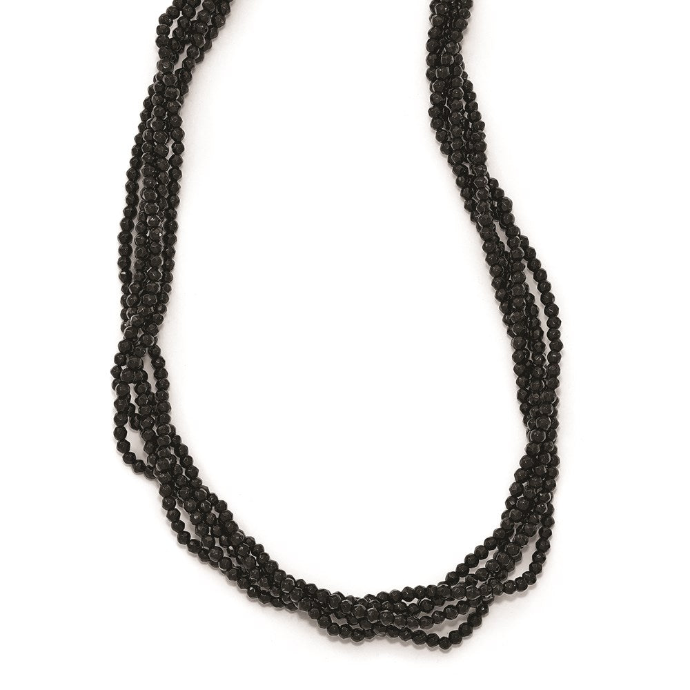 Cheryl M Sterling Silver CZ and Onyx Slip on Necklace, 26 mm
