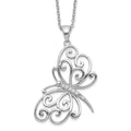 Cheryl M Sterling Silver Rhodium-plated Brilliant-cut CZ Butterfly 18 Inch Necklace, 18 x 21 mm