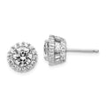Cheryl M Sterling Silver Rhodium-plated Brilliant-cut CZ Round Halo Post Earrings, 10 x 10 mm