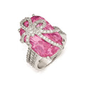 Cheryl M Sterling Silver Pink and White CZ Bow Ring, Size 6