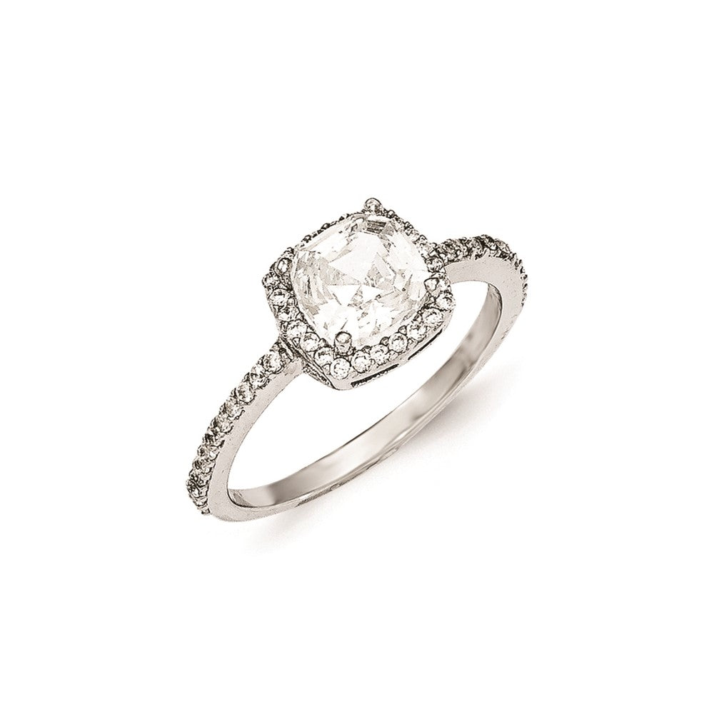 Cheryl M Sterling Silver CZ Square Ring, Size 7