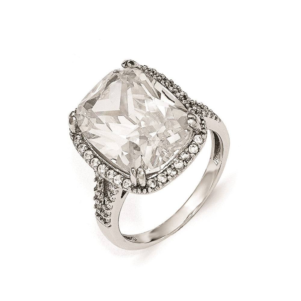 Cheryl M Sterling Silver CZ Square Ring, Size 6