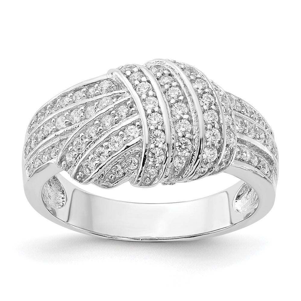 Cheryl M Sterling Silver Pave CZ Knot Ring, Size 6, 11 mm