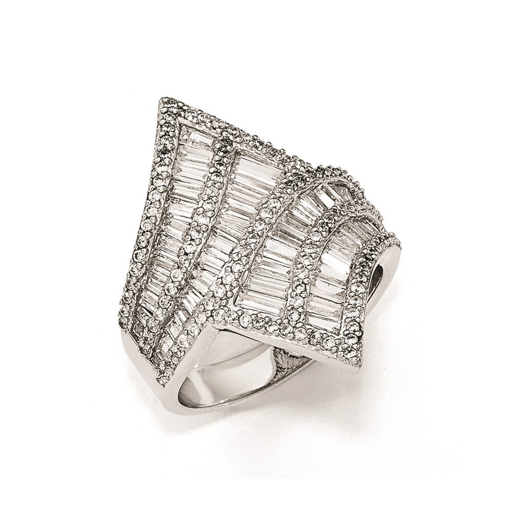 Cheryl M Sterling Silver CZ Fancy Ring, Size 6, 6.86 g