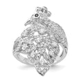 Cheryl M Sterling Silver Black and White CZ Peacock Ring, Size 7, 30.4 mm