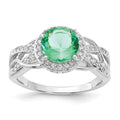 Cheryl M Sterling Silver CZ and Simulated Paraiba Tourmaline Faceted Ring, Size 8, 10.8 mm