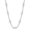 Cheryl M Sterling Silver Rhodium-plated Brilliant-cut Round CZ 19 Station 18.5 Inch Necklace, 18.5 x 4.6 mm