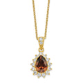 Cheryl M Sterling Silver Gold-plated Brown and White Brilliant-cut CZ Teardrop 18.5 Inch Necklace, 18.5 x 12.36 mm
