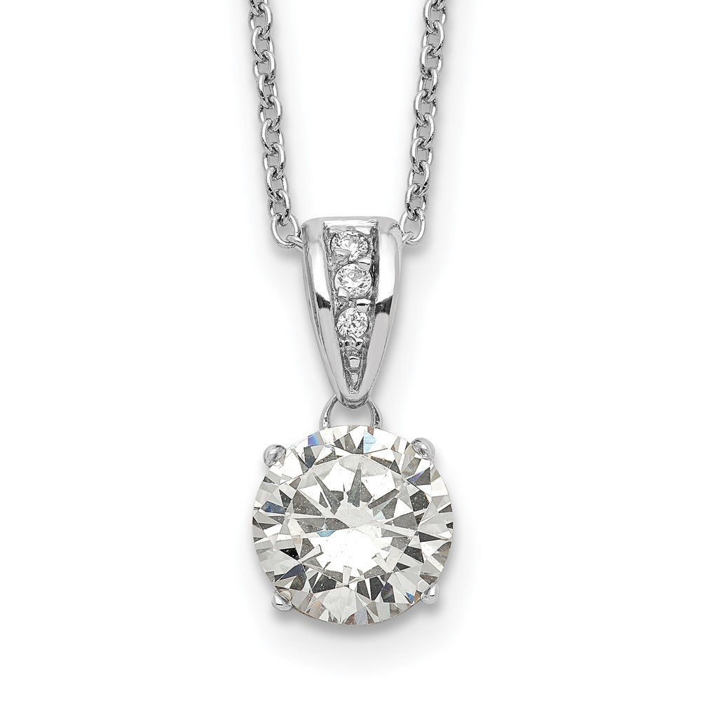 Cheryl M Sterling Silver Rhodium-plated with Gold-plated Accent Brilliant-cut 8mm CZ XO Gallery 18 Inch Necklace, 18 x 8 mm