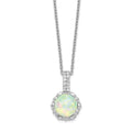 Cheryl M Sterling Silver Rhodium-plated Cabochon Lab Created Opal and Brilliant-cut CZ 18.5 Inch Necklace, 18.25 x 10.92 mm