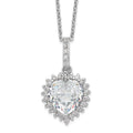 Cheryl M Sterling Silver Rhodium-plated Fancy 100-Facet and Brilliant-cut CZ Heart 18.5 Inch Necklace, 18.5 x 14 mm