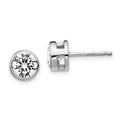 Cheryl M Sterling Silver Rhodium-plated Brilliant-cut 7mm CZ Bezel Stud Post Earrings, 7.27 x 7.23 mm