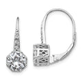 Cheryl M Sterling Silver Rhodium-plated Brilliant-cut CZ Leverback Earrings, 18.5 x 7.15 mm