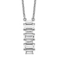Cheryl M Sterling Silver Rhodium-plated Emerald-cut CZ Vertical Bar 18 Inch Necklace, 18 x 6.96 mm