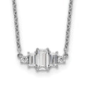 Cheryl M Sterling Silver Rhodium-plated Brilliant-cut and Emerald-cut Bar 18 Inch Necklace, 18 x 14.45 mm