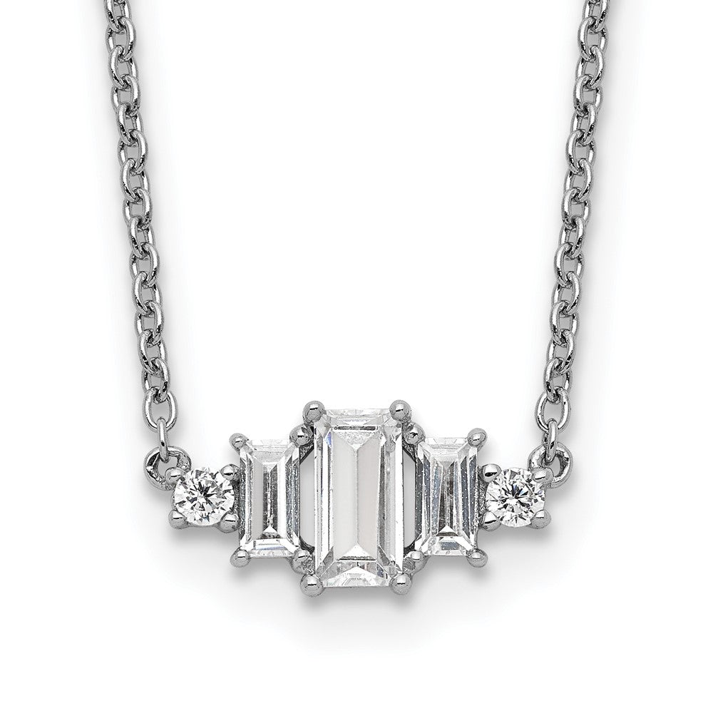 Cheryl M Sterling Silver Rhodium-plated Brilliant-cut and Emerald-cut Bar 18 Inch Necklace, 18 x 14.45 mm