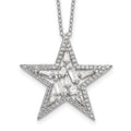 Cheryl M Sterling Silver Rhodium-plated Brilliant-cut Tapered Baguette-cut and Emerald-cut CZ Star 18 Inch Necklace, 18 x 27.21 mm