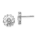 Cheryl M Sterling Silver Rhodium-plated Emerald-cut and Brilliant-cut CZ Cluster Post Earrings, 9.41 x 9.63 mm