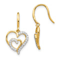 Cheryl M Sterling Silver Gold-plated Brilliant-cut CZ Heart Dangle Earrings, 13.08 x 11.93 mm