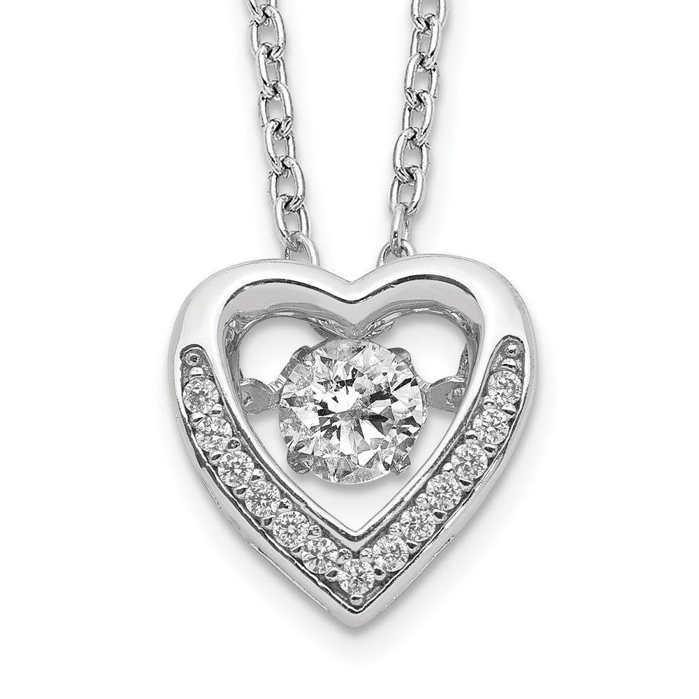 Cheryl M Sterling Silver Rhodium-plated Brilliant-cut Vibrant CZ Heart 18 Inch Necklace, 18 x 10.8 mm