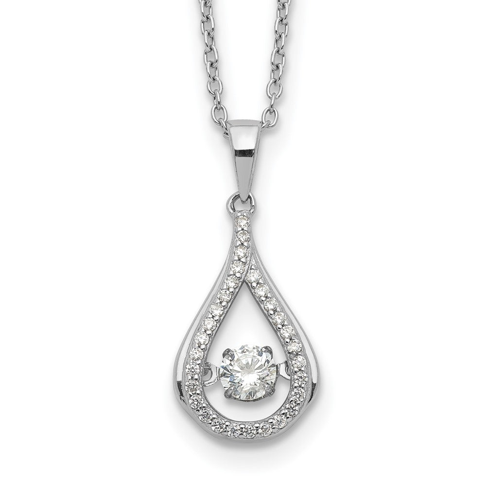 Cheryl M Sterling Silver Rhodium-plated Brilliant-cut Vibrant CZ Teardrop 18 Inch Necklace, 18 x 10.31 mm