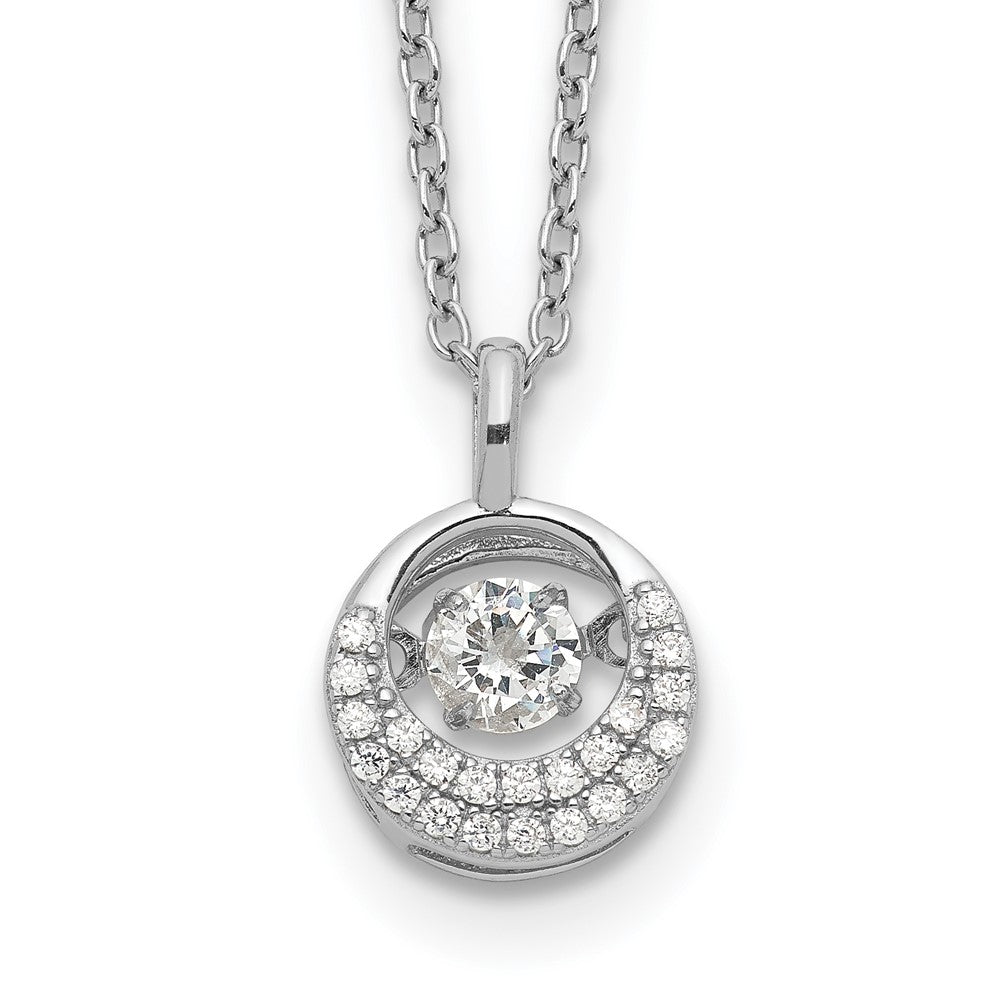 Cheryl M Sterling Silver Rhodium-plated Brilliant-cut Vibrant CZ Circle 18 Inch Necklace, 18 x 9.65 mm