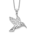 Cheryl M Sterling Silver Rhodium-plated Filigree Brilliant-cut CZ Hummingbird 18 Inch Necklace, 18 x 26.22 mm