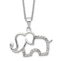 Cheryl M Sterling Silver Rhodium Plated Brilliant-cut CZ Elephant 18.25 Inch Necklace, 18.25 x 23.97 mm