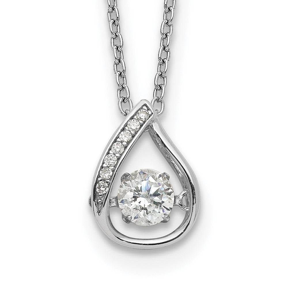 Cheryl M Sterling Silver Rhodium-plated Brilliant-cut Vibrant CZ Teardrop 18 Inch Necklace, 18 x 8.72 mm