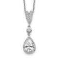 Cheryl M Sterling Silver Rhodium-plated Brilliant-cut CZ Teardrop and Bezel Halo 18 Inch Necklace, 18 x 10 mm