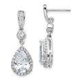 Cheryl M Sterling Silver Rhodium-plated Brilliant-cut CZ Teardrop and Bezel Halo Post Dangle Earrings, 30 x 10 mm