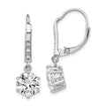Cheryl M Sterling Silver Rhodium-plated Brilliant-cut CZ Dangle Leverback Earrings, 25 x 8 mm