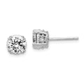 Cheryl M Sterling Silver Rhodium-plated Round Brilliant-cut 6.5mm CZ Post Stud Earrings, 6.5 x 6.5 mm