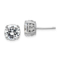 Cheryl M Sterling Silver Rhodium-plated Brilliant-cut 8mm CZ Stud Post Earrings, 8 x 8 mm, 2.12 g