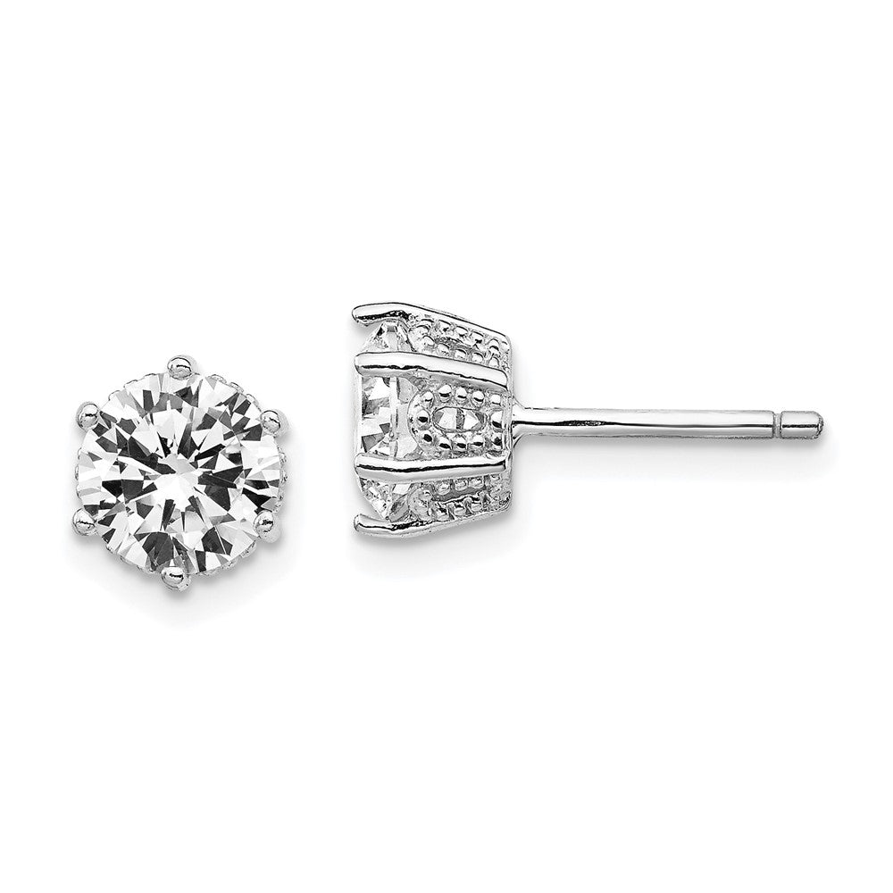 Cheryl M Sterling Silver Rhodium-plated Brilliant-cut 6.5mm CZ Post Stud Earrings, 6.5 x 6.5 mm