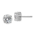 Cheryl M Sterling Silver Rhodium-plated Brilliant-cut CZ 8mm Stud Post Earrings, 8 x 8 mm, 2.24 g