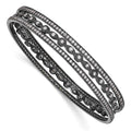 Cheryl M Sterling Silver Black-plated CZ Three Bangle Set, 8 x 4 mm