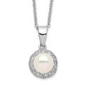 Cheryl M Sterling Silver Rhodium-plated Freshwater Cultured Pearl and Brilliant-cut CZ 18 Inch Necklace, 18 x 11 mm