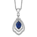 Cheryl M Sterling Silver Rhodium-plated Fancy Brilliant-cut Lab Created Dark Blue Spinel and Brilliant-cut White CZ 18 Inch Necklace, 3.5 ct, 18 x 19 mm