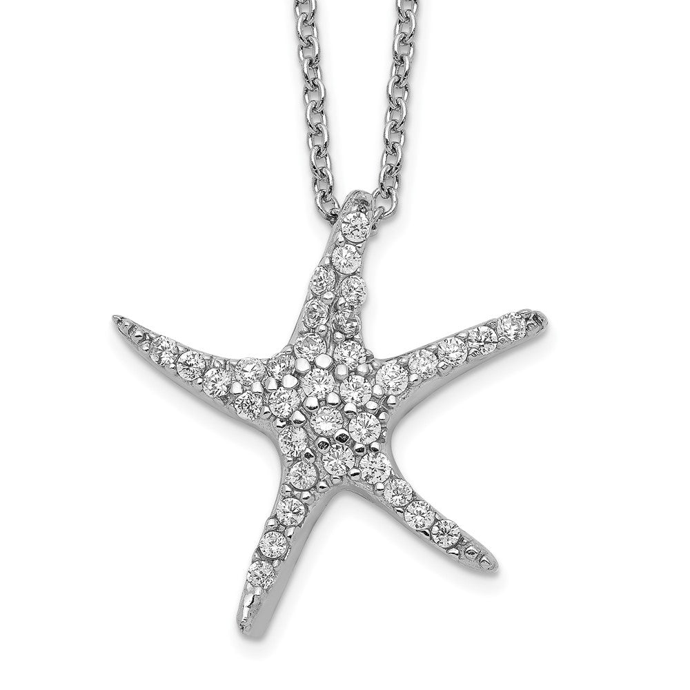 Cheryl M Sterling Silver Rhodium-plated Brilliant-cut CZ Starfish 18 Inch Necklace, 18 x 19 mm