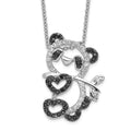 Cheryl M Sterling Silver Rhodium-plated with Black Rhodium Accent Brilliant-cut Black and White CZ Panda 18 Inch Necklace, 18 x 20 mm