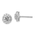 Cheryl M Sterling Silver Rhodium-plated Round Brilliant-cut CZ Halo Post Earrings, 8 x 8 mm